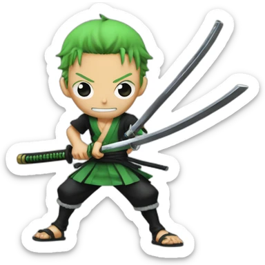 zoro from one piece with his 3 katana sticker