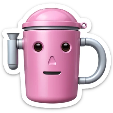 robot drink pink coffee sticker