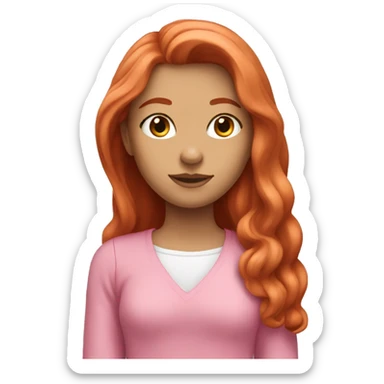 A red-haired girl with long hair in pink clothes sticker