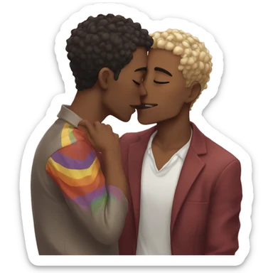 gay anime dudes kissing sticker