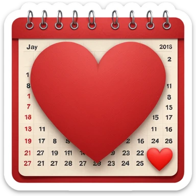 calendar page with a heart symbol sticker