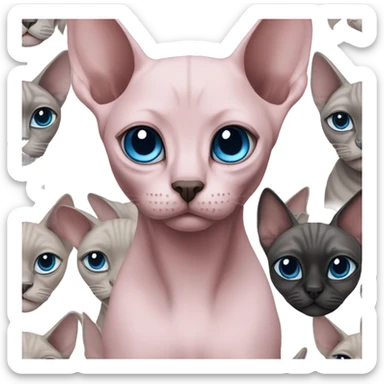 Pink with grey sphinx cat blue eyes and black nose  sticker