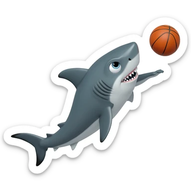A shark playing basketball sticker