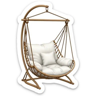 classic hanging chair with big pillows and blanket sticker