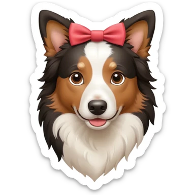 border collie with bow sticker