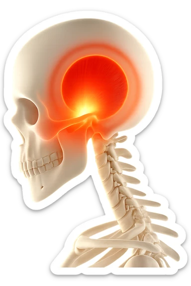 focus su muscolo temporale illuminato con un cerchio sticker