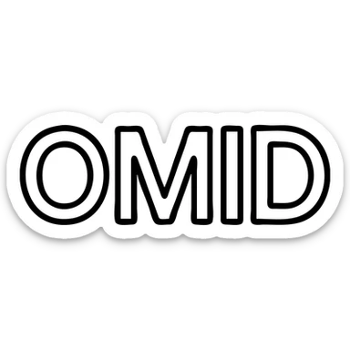 Change the text to all uppercase: 'OMID'. Keep the modern icon style with clean lines, minimal design, suitable for an app logo, with no background. sticker