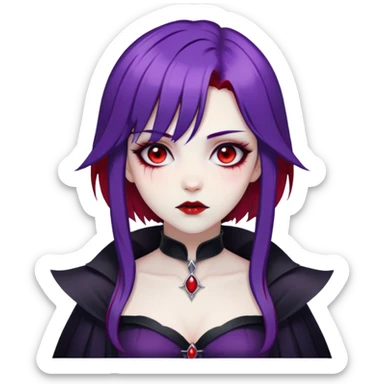 Beautiful ethereal Gorgeous Vampiric Edgy Anime Lady With Black red White Purple  sticker