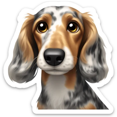 Long-haired marble dachshund sticker