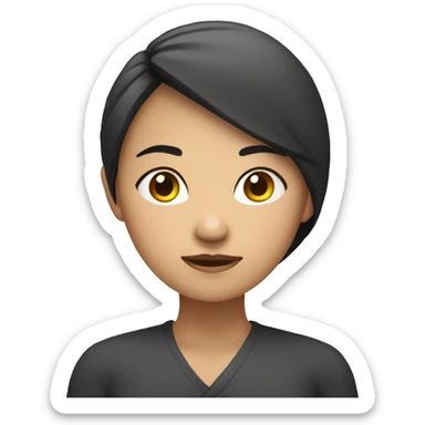 asian woman, arms crossed over her chest and blank expression sticker