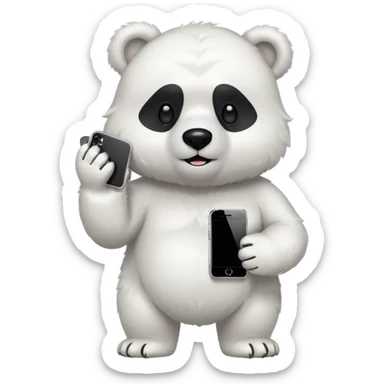 White Bear whole body  with iphone in hand  sticker