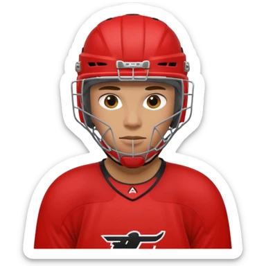 A hockey goalkeeper in red uniform sticker