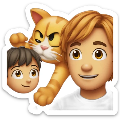 garfield and an anime girl sticker