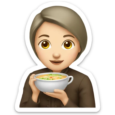 Russian lady holding soup sticker