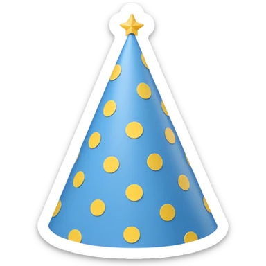 simple birthday hat, blue with yellow dots sticker