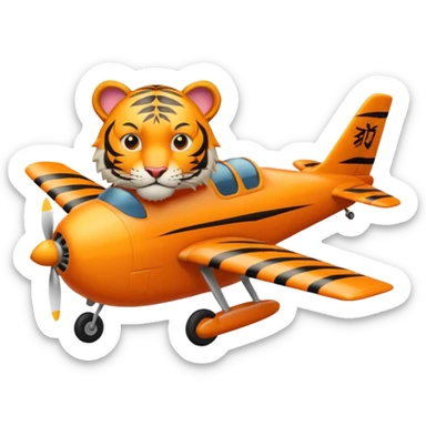 tiger flying on top of an airplane sticker