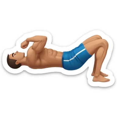 side-view of guy doing decline abdominal Crunches with sixpack sticker
