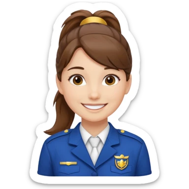 Young Female: ponytail brown haiir, wearing uniform, white skin sticker