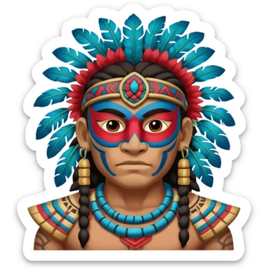 face full maya masked tradational mayan warrior half boudy sticker