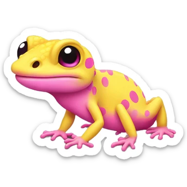 Yellow and pink gecko sticker