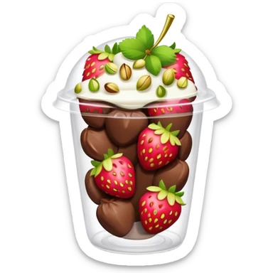 Chocolate covered Strawberries with pistachios in a plastic cup sticker