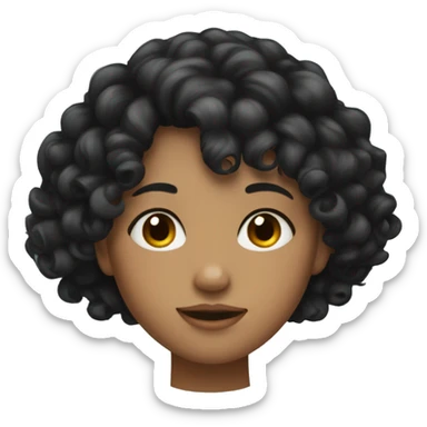 girl with curly black colored hair and bangs sticker