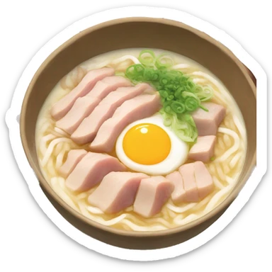 tonkotsu ramen with milky broth, pork and egg sticker