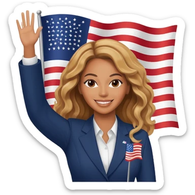 Beyonce with waving american flag sticker