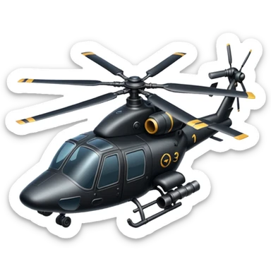 black battle helicopter with cannon sticker
