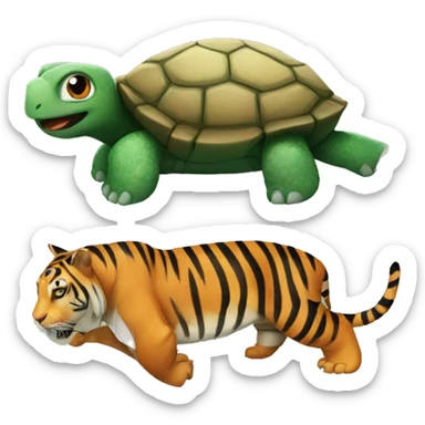 A turtle and a tiger combined sticker