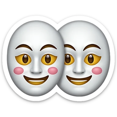  color white Two mask that is circling one is happy the other is sad sticker