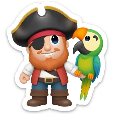 pirate and parrot sticker