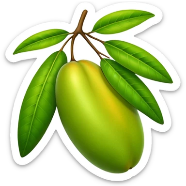 A green mango with leaves sticker