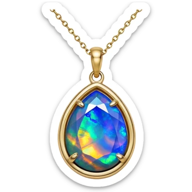 Hyperrealism, gorgeous black opal gemstone charm, 14k sparkling Gold necklace sticker