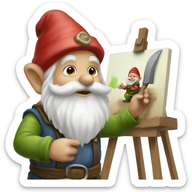 gnome painting a gnome sticker