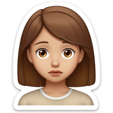 Brown hair, embarrassed, girl sticker