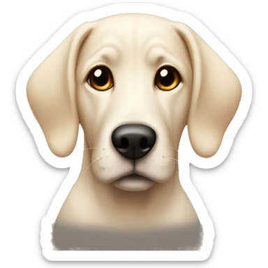 A lab dog with floppy ears and black on his ears and snout sticker