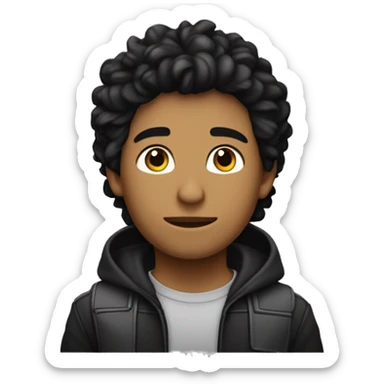 Chico joven delgado moreno con pelo negro y perilla desde una vista lateral cerpo entero sticker