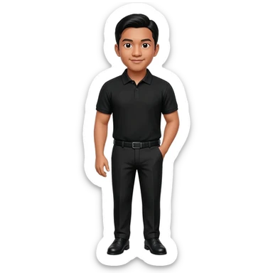 Filipino man black polo shirt and black pants and leather shoes  sticker