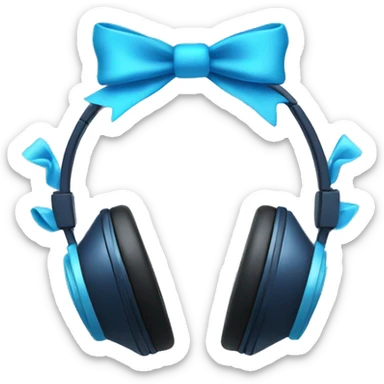 Headphones with aesthetic bows in blue sticker
