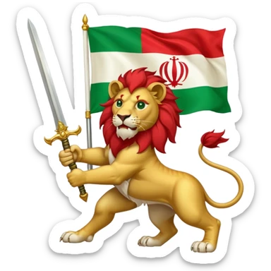 Iran flag with lion in the middle sticker