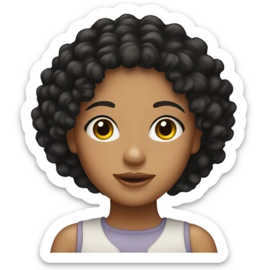 mixed girl with black curly hair sticker