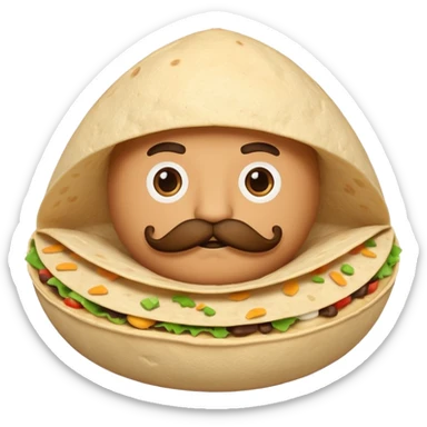 a fresh "Flting" flour tortilla football with a mustache sticker