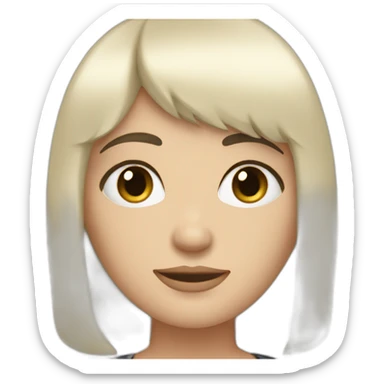 medium straight black haired white women with bangs and chubby cheeks sticker