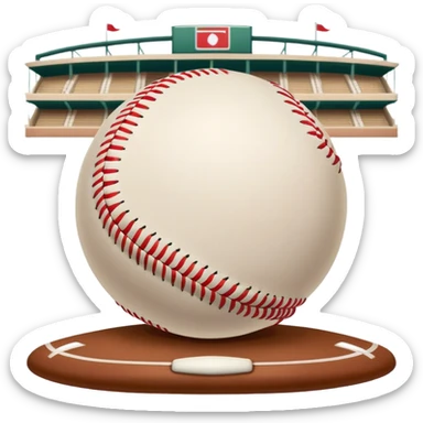 Cinematic Realistic image of a classic baseball, rendered with detailed stitching and textured leather, set against a nostalgic ballpark backdrop with soft, golden lighting that evokes Americana sticker