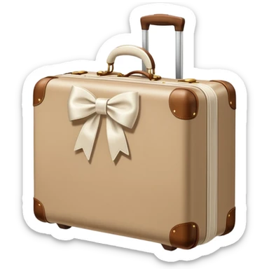 Beige luggage with white bow  sticker