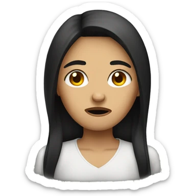 Dark hair woman upset sticker