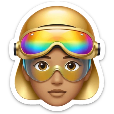 gold simulation rainbow visor goggles sticker