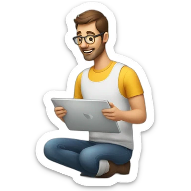 A man with a ipad making a inventory of apartment sticker