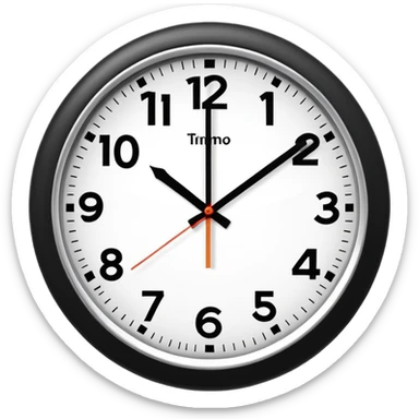 A classic analog wall clock showing 10:10 time sticker